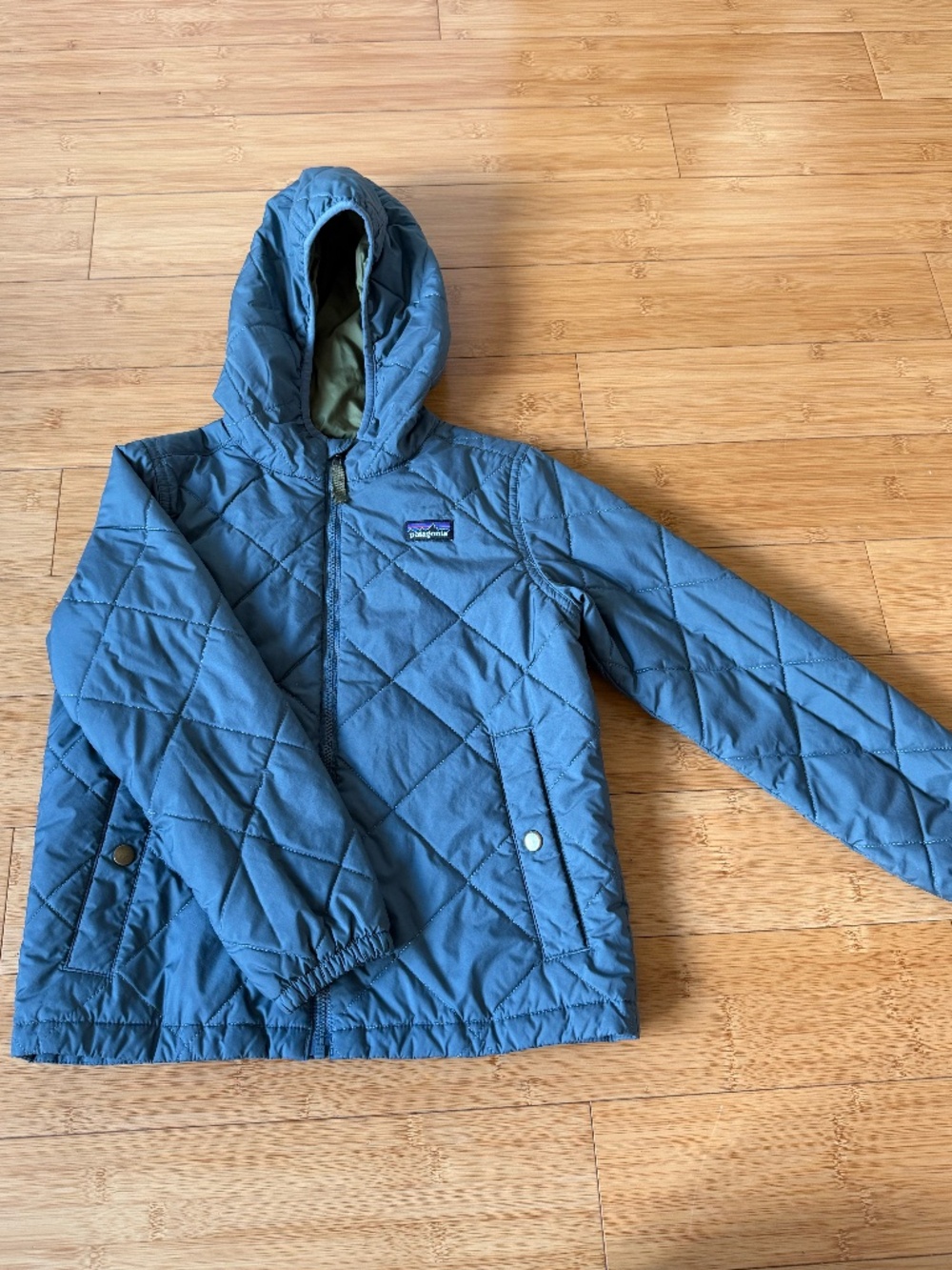 Patagonia Kids Quilted Hooded Jacket XS 5-6 Blue Lightweight Puffer Coat